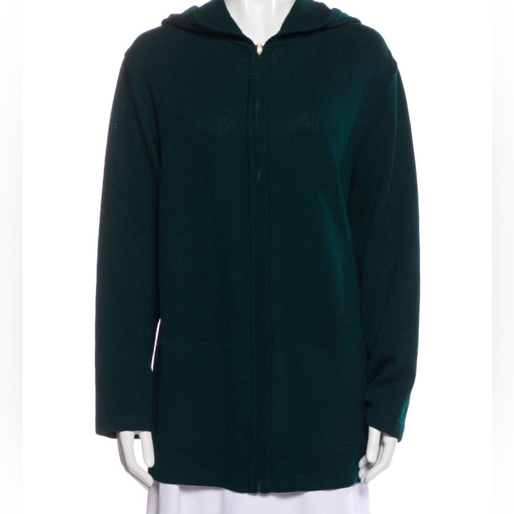 St. John Sport Essentials Knit Zip Hooded Sweater Size Large